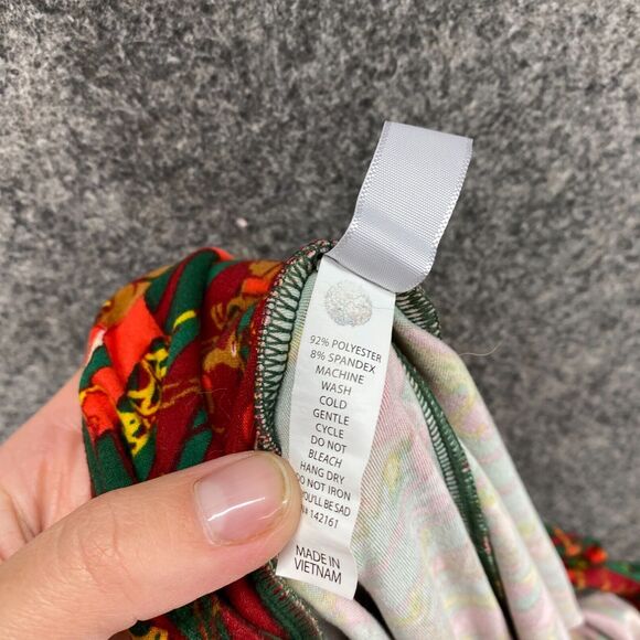 LulaRoe Leggings Women M Medium Red Striped Christmas Print Tall & Curvy Pull On - Picture 9 of 10